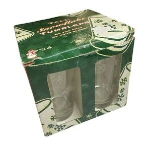 Tall Snowflake Tumblers 16oz. Drinking Glass Etched Bath & Body Works Home NEW!